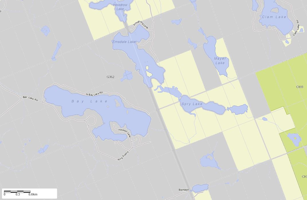 Crown Land Map of Bay Lake in Municipality of Perry and the District of Parry Sound